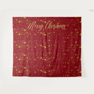 Christmas Red Gold Stars Photo Booth Backdrop Tapestry