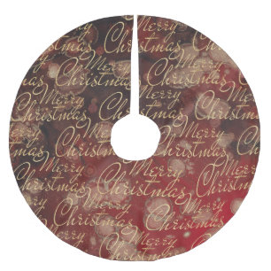 Christmas Red Golds Brushed Polyester Tree Skirt