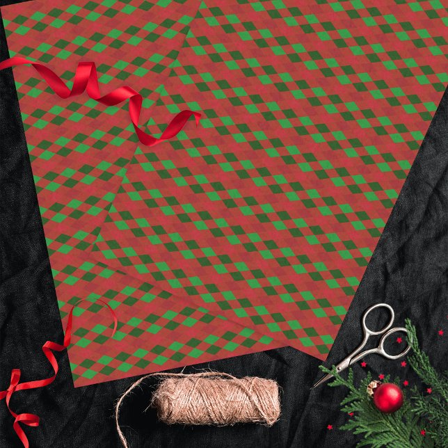Christmas Red & Green Argyle Pattern Tissue Paper (Creator Uploaded)