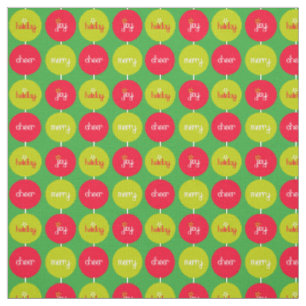 Christmas red green baubles fabric