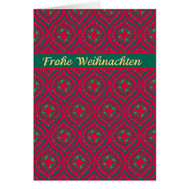 Christmas Red Green Baubles, German Greeting (Front)