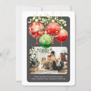 Christmas Red Green Baubles Photo Template