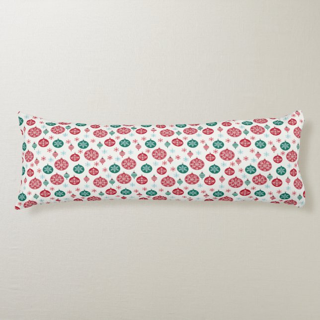 Christmas Red Green Bells Baubles Snowflake  Body Cushion (Front)