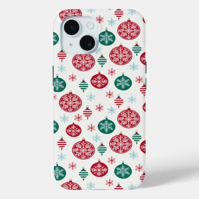 Christmas Red Green Bells Baubles Snowflake  Case-Mate iPhone Case (Back)