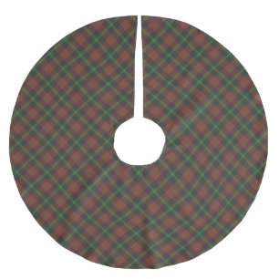 Christmas red green black plaid pattern elegant brushed polyester tree skirt
