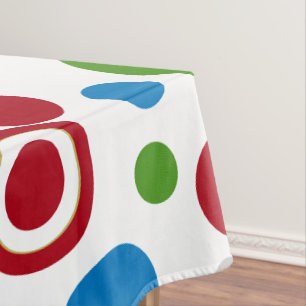 Christmas Red Green Blue Gold Geometric Pattern Tablecloth