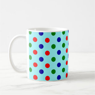 Christmas - Red, Green & Blue Polka Dots Pattern   Coffee Mug