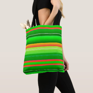 Christmas red green bright creative striped design tote bag