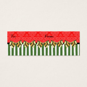 Christmas Red/Green Brocade Stripe Gift Tag