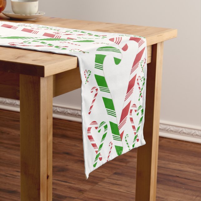 Christmas Red & Green Candy Cane Table Runner (In Situ)