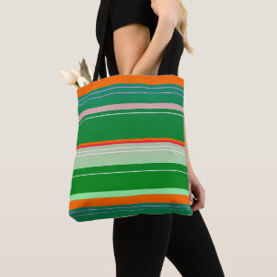 Christmas red green creative striped design tote bag