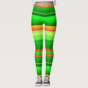 Christmas red green creative striped Leggings