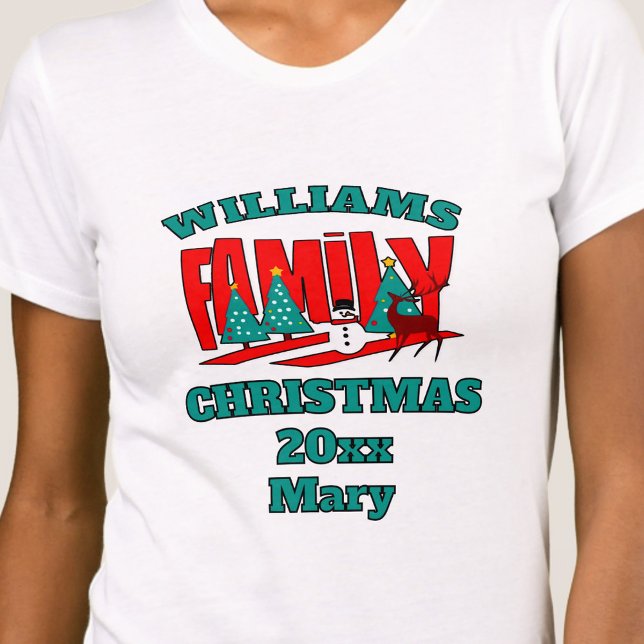 Christmas red green family name editable T-Shirt (Creator Uploaded)