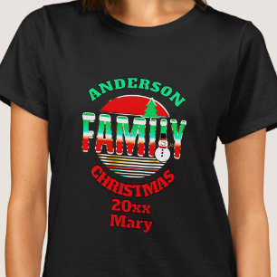 Christmas red green family retro editable T-Shirt