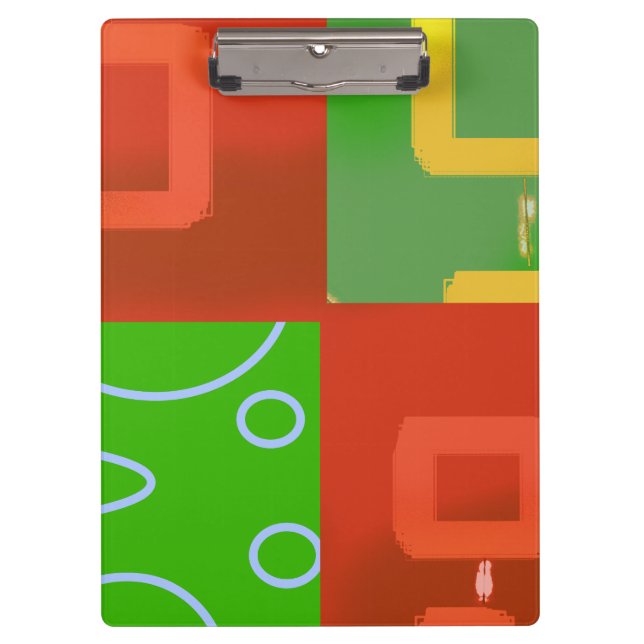Christmas Red Green Geometric Clipboard (Front)