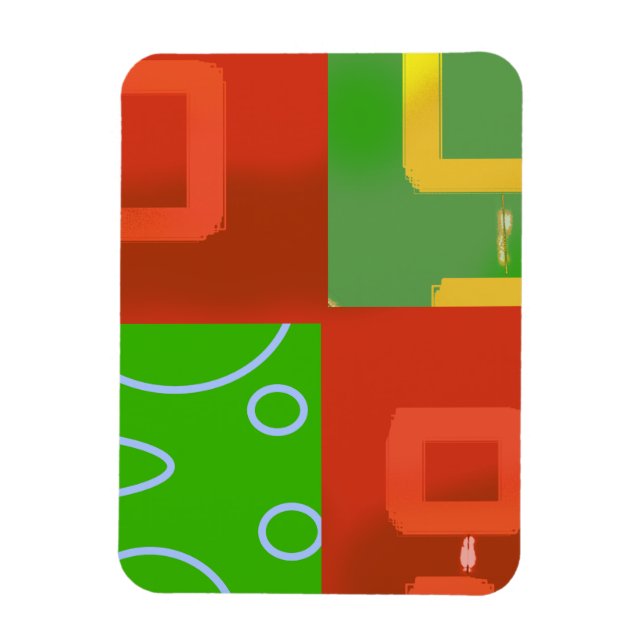 Christmas Red Green Geometric Gallery Wrap Magnet (Vertical)