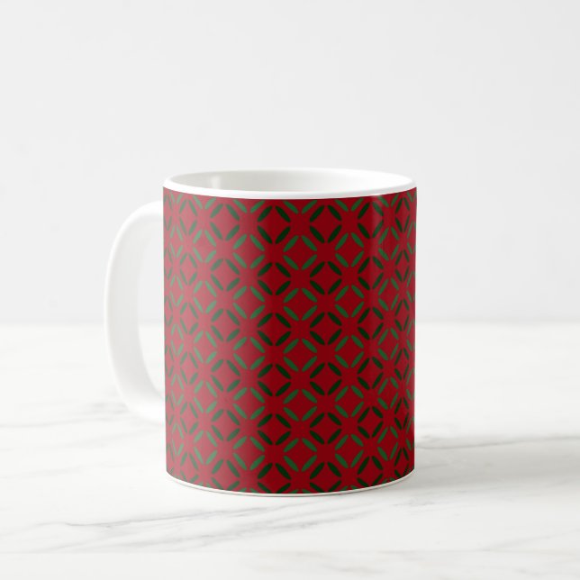 Christmas red green geometric pattern. coffee mug (Front Left)