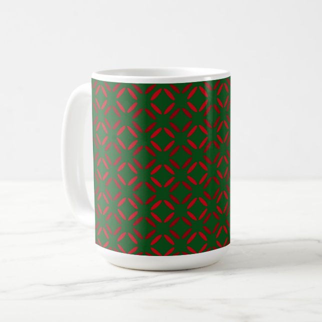 Christmas red green geometric pattern. coffee mug (Front Left)