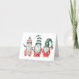 Christmas Red Green Gnome Elf Holiday Card