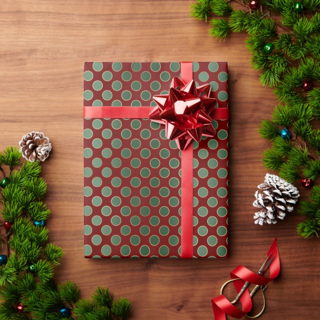Christmas Red Green Gold Dots Wrapping Paper (Holiday Gift)