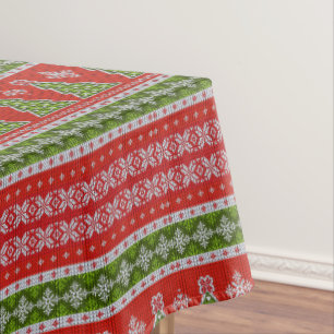 Christmas Red Green Holidays Elegant Tablecloth