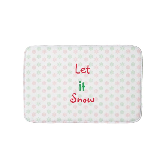 Christmas red & green let it snow bath mat (Front)