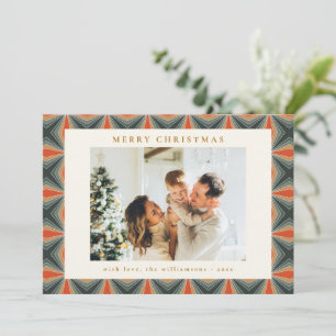 Christmas Red Green Mid Century Geometric Photo Holiday Card