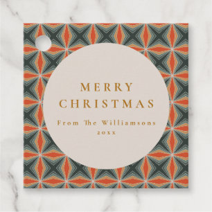 Christmas Red Green Mid Century Stars Custom Favour Tags