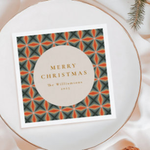 Christmas Red Green Mid Century Stars Custom Napkin
