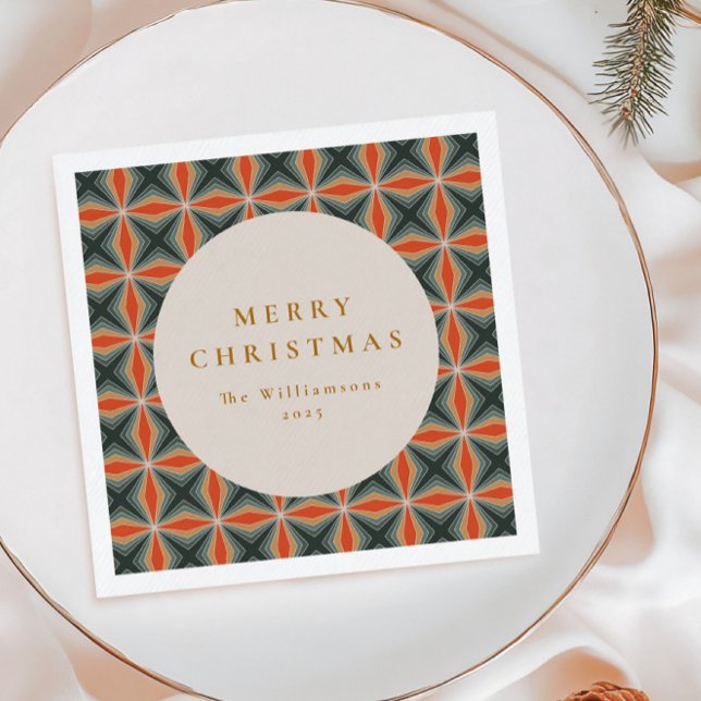 Christmas Red Green Mid Century Stars Custom Napkin (Creator Uploaded)