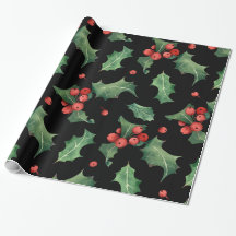 Christmas Red Green Mistletoe Black 