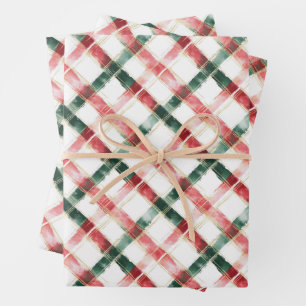 Christmas Red Green Plaid Pattern Wrapping Paper
