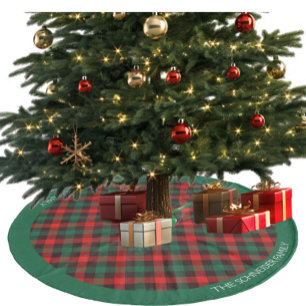 Christmas Red Green Plaid Personalise Fleece Tree Skirt