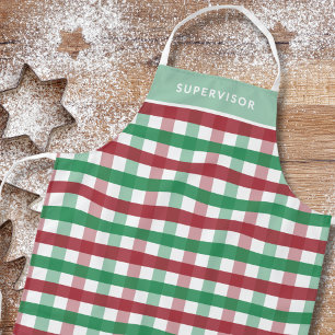 Christmas Red Green Plaid Personalised Matching Apron