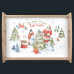 Christmas Red Green Santa Snowman Watercolor Quote Serving Tray<br><div class="desc">This festive serving tray features a watercolor illustration of a Christmas scene with Santa, Christmas trees and snowmen. It's a perfect complement to your holiday party hosting needs or for a cosy night around the fire with some hot cocoa. Based on an original hand painted watercolor by Lisa Audit Art....</div>