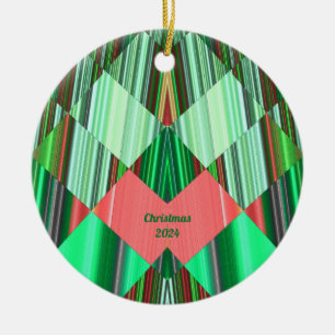 ~ CHRISTMAS Red Green Shades 2024 Ceramic Ornament