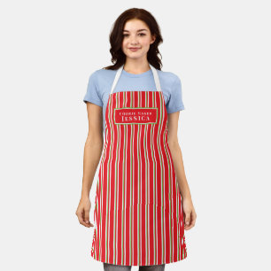 Christmas red green stripe cookie maker custom apron