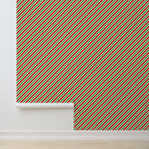 Christmas Red Green Striped Holiday Home Decor Wallpaper