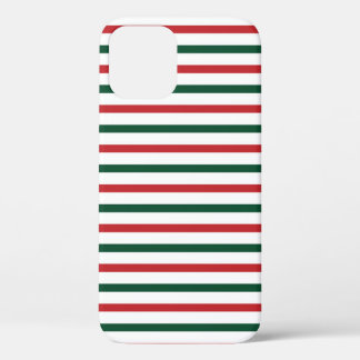 Christmas Red & Green Stripes Gift Pattern iPhone 12 Case