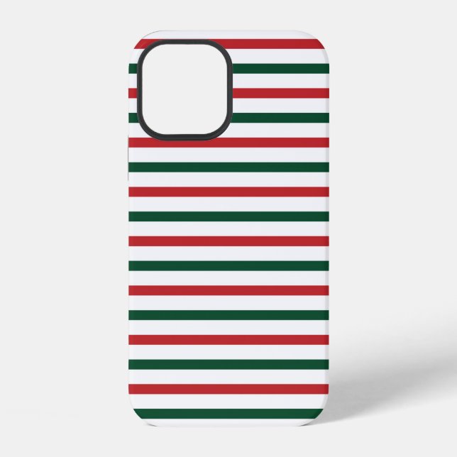 Christmas Red & Green Stripes Gift Pattern iPhone Case (Back)