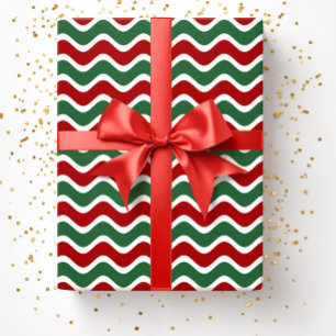 Christmas Red Green Stripes Pattern Wrapping Paper