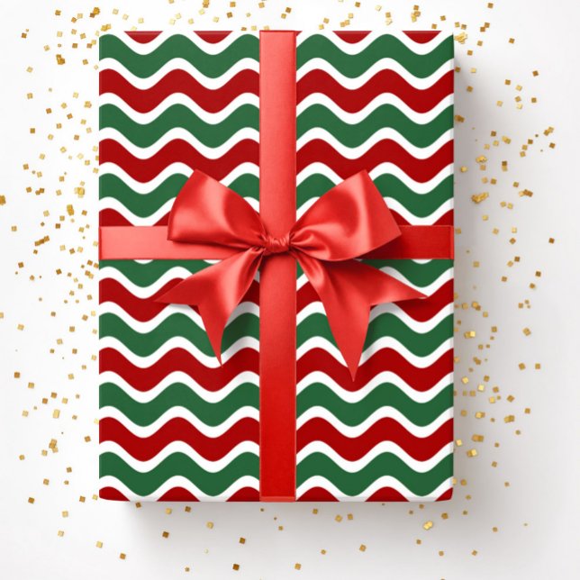 Christmas Red Green Stripes Pattern Wrapping Paper (Christmas Red Green Stripes Pattern Wrapping Paper)