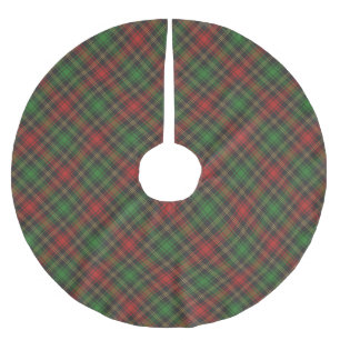 Christmas red green tartan plaid diagonal pattern brushed polyester tree skirt