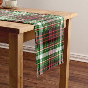 Christmas, Red Green Tartan Plaid Medium Table Runner