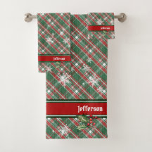 Christmas Red Green Tartan Plaid Name Template