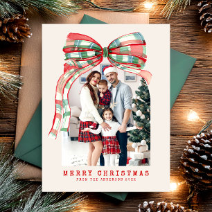 Christmas Red Green Watercolor Holiday Postcard