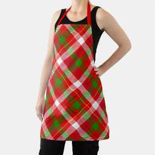 Christmas Red Green White Flannel Plaid Design Apron