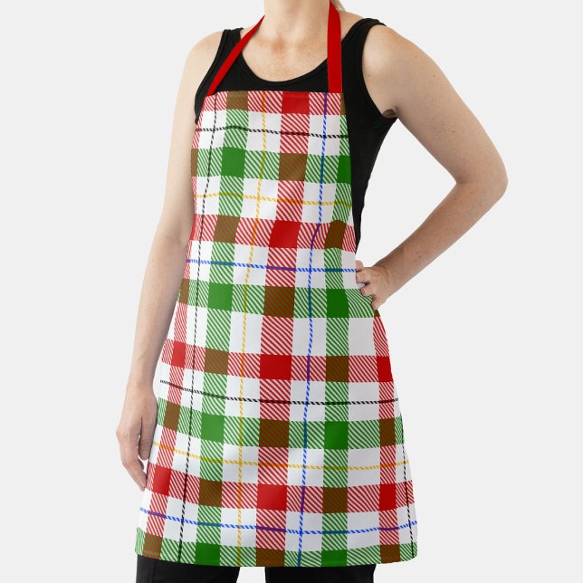 Christmas Red Green White Flannel Plaid Design  Apron (Creator Uploaded)