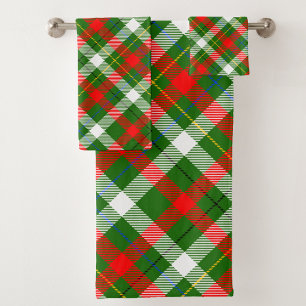 Christmas Red Green White Flannel Plaid Design Bath Towel Set