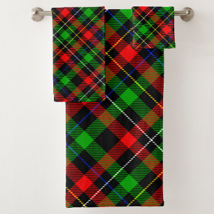 Christmas Red Green White Flannel Plaid Design Bath Towel Set